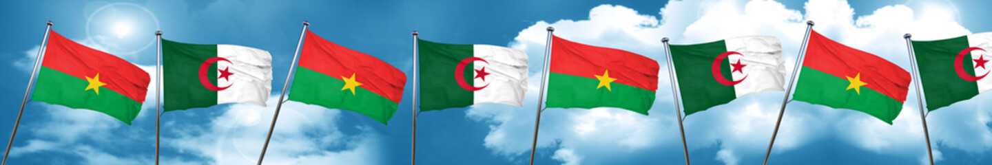 Burkina Faso flag with Algeria flag, 3D rendering