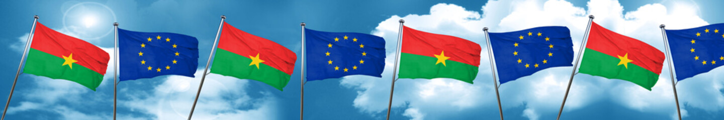 Burkina Faso flag with european union flag, 3D rendering
