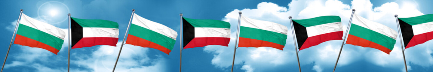 Fototapeta na wymiar bulgaria flag with Kuwait flag, 3D rendering