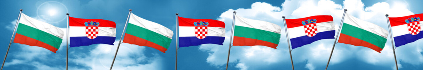 bulgaria flag with Croatia flag, 3D rendering