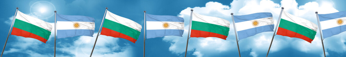 bulgaria flag with Argentine flag, 3D rendering