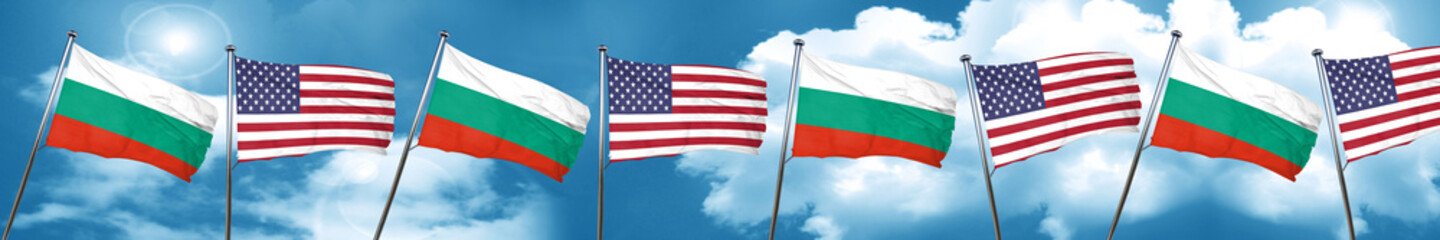 bulgaria flag with American flag, 3D rendering