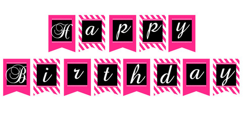 Printable template flags. Happy birthday banner 