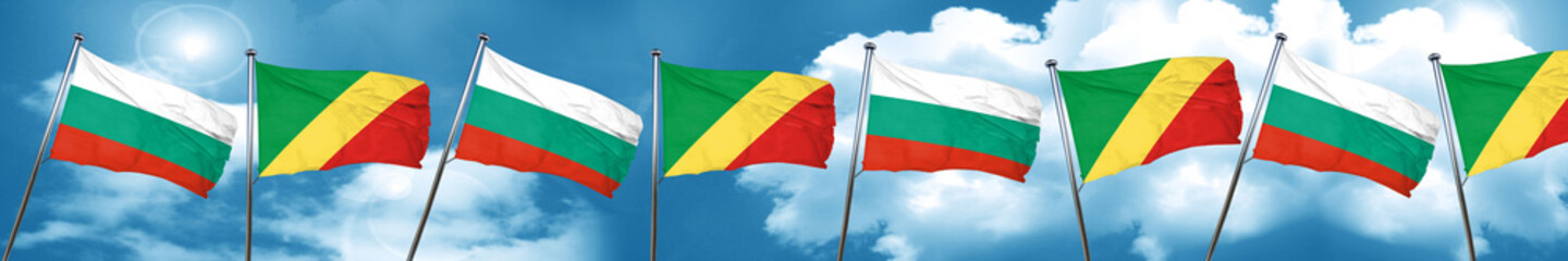 bulgaria flag with congo flag, 3D rendering