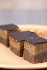 Homemade chocolate bajadera cookies on the plate
