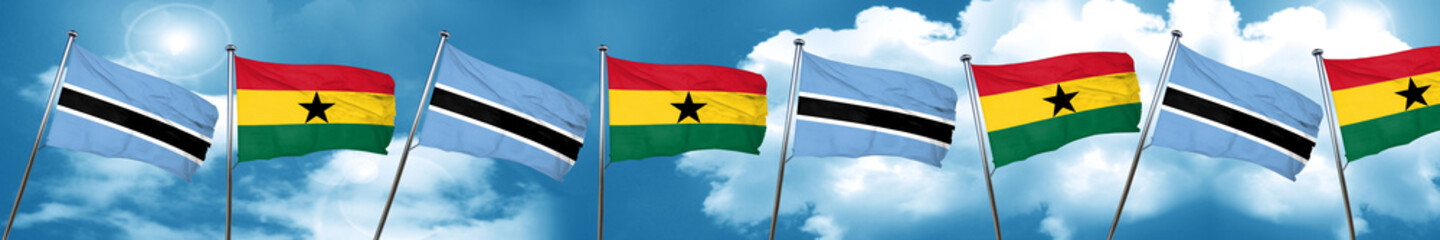 Botswana flag with Ghana flag, 3D rendering