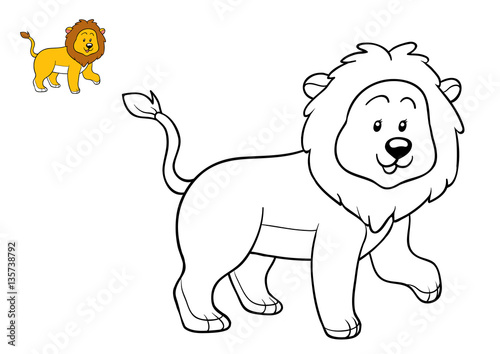 "Coloring book, Lion" Стоковая фотография и роялти-фри изображение на