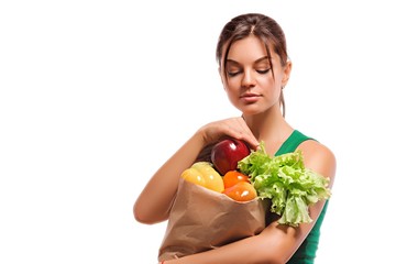 girl holding shopping paper bag 