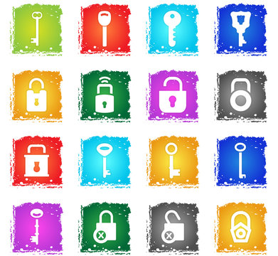lock and key icon set