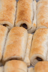 Chocolate cream puff pastry on the baking tray