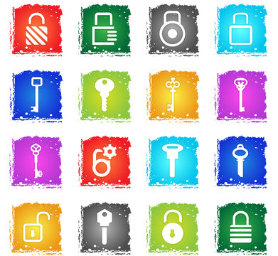 lock and key icon set