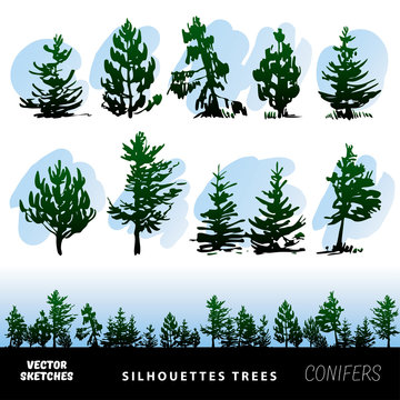 Silhouettes vector trees