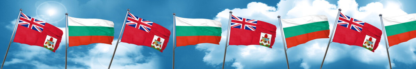 bermuda flag with Bulgaria flag, 3D rendering
