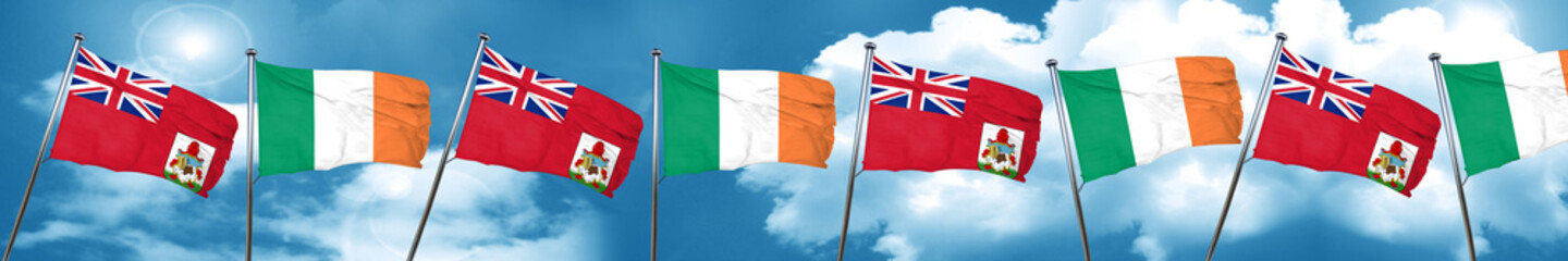 bermuda flag with Ireland flag, 3D rendering