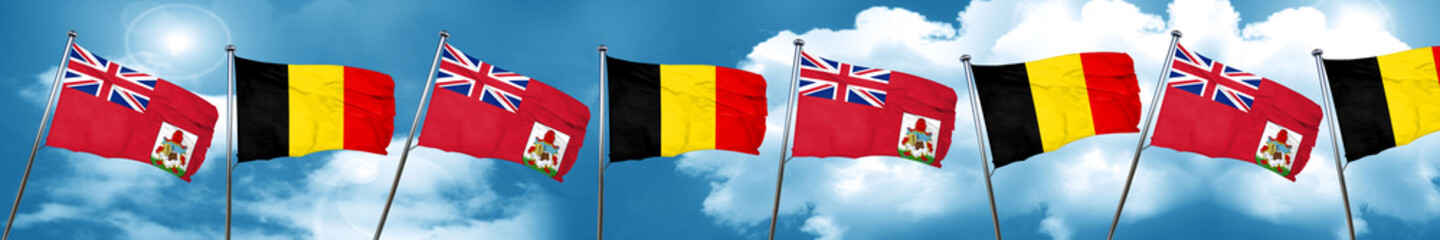 bermuda flag with Belgium flag, 3D rendering