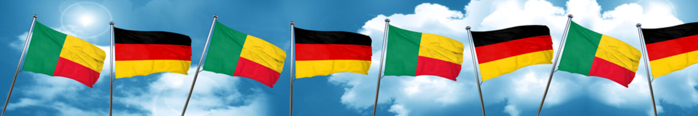 Benin flag with Germany flag, 3D rendering