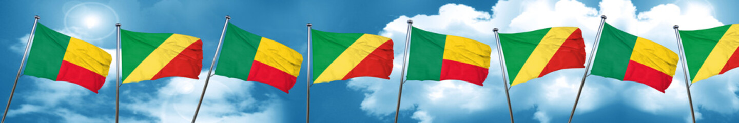 Benin flag with congo flag, 3D rendering