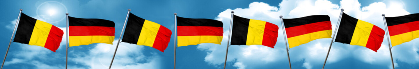 Belgium flag with Germany flag, 3D rendering
