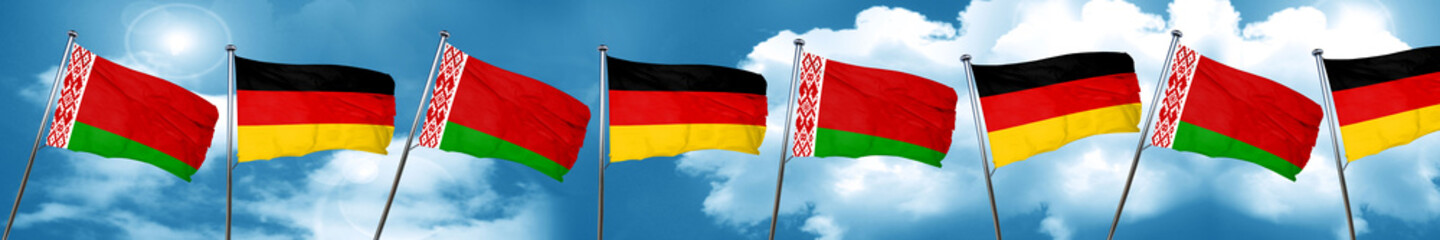 Belarus flag with Germany flag, 3D rendering