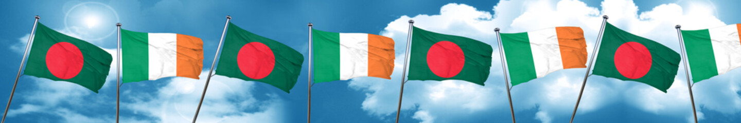 Bangladesh flag with Ireland flag, 3D rendering