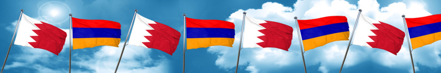 Bahrain flag with Armenia flag, 3D rendering