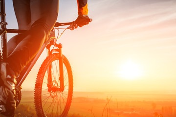 Close-up view on a cyclist  from below