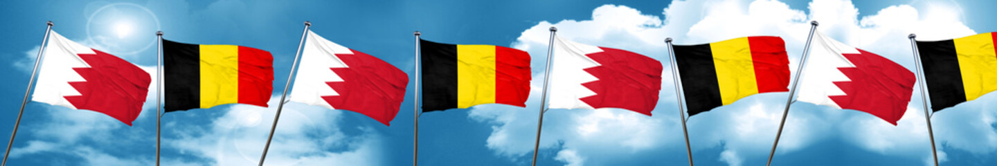 Naklejka na ściany i meble Bahrain flag with Belgium flag, 3D rendering