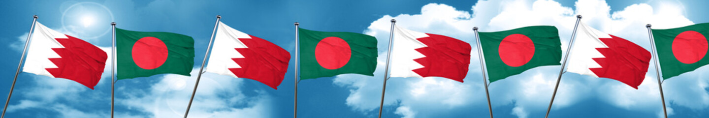 Bahrain flag with Bangladesh flag, 3D rendering