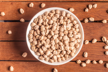 Raw Chickpeas into a bowl