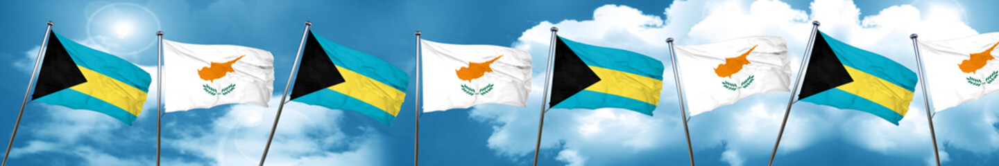 Bahamas flag with Cyprus flag, 3D rendering