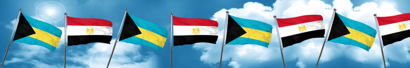 Bahamas flag with egypt flag, 3D rendering