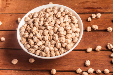 Raw Chickpeas into a bowl