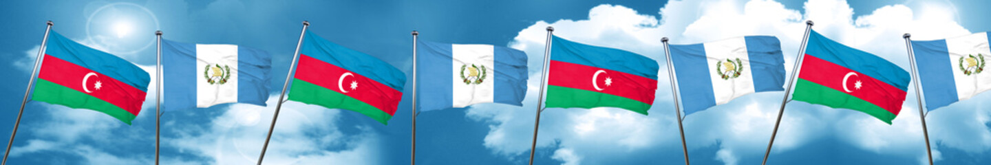 Azerbaijan flag with Guatemala flag, 3D rendering