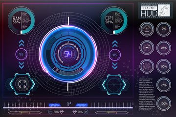 Obraz na płótnie Canvas HUD background outer space. Infographic elements.Digital data, business abstract background. Infographic elements. Futuristic user interface.