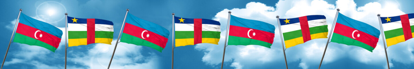 Fototapeta na wymiar Azerbaijan flag with Central African Republic flag, 3D rendering