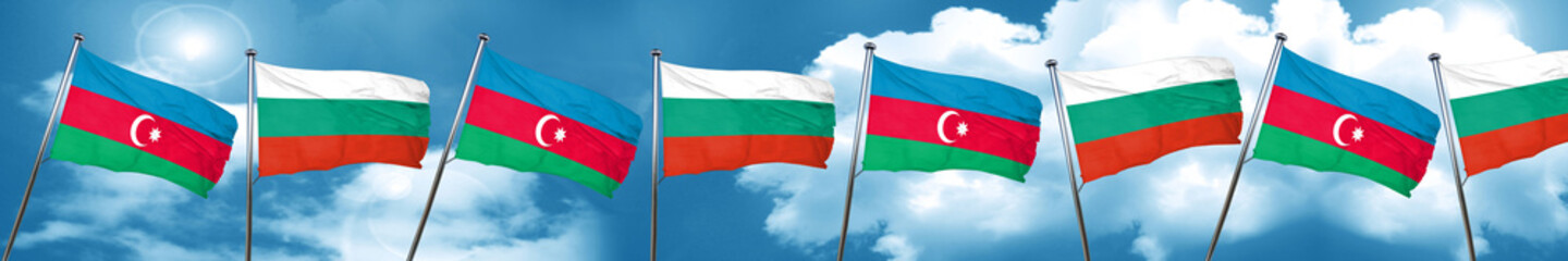 Azerbaijan flag with Bulgaria flag, 3D rendering