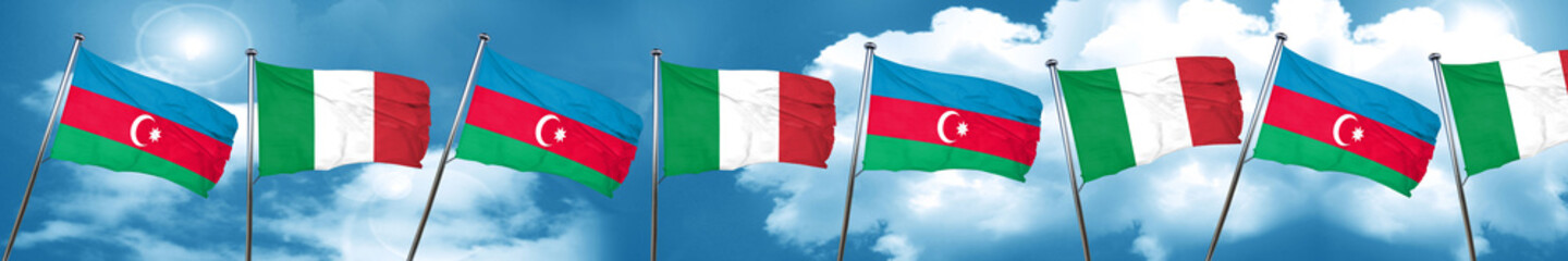 Azerbaijan flag with Italy flag, 3D rendering