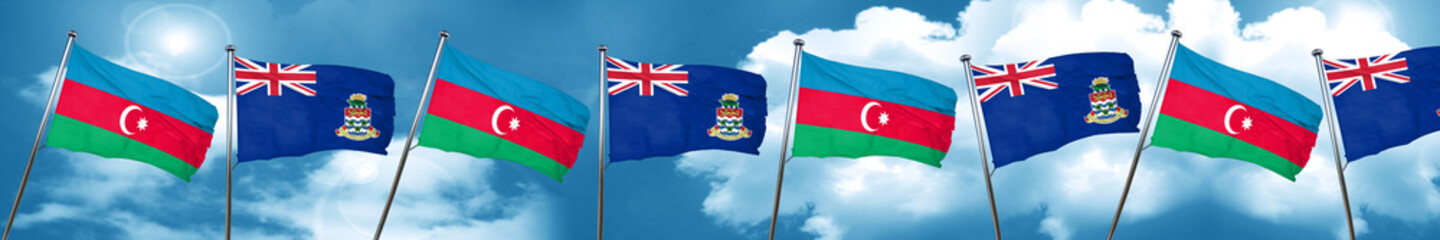 Fototapeta na wymiar Azerbaijan flag with Cayman islands flag, 3D rendering