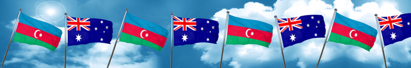 Azerbaijan flag with Australia flag, 3D rendering