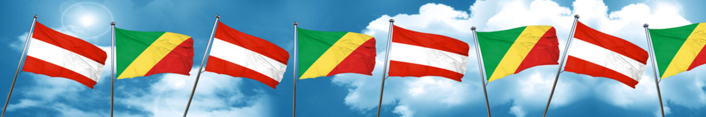 Austria flag with congo flag, 3D rendering