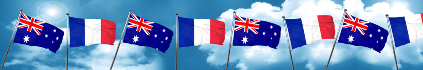 Australia flag with France flag, 3D rendering