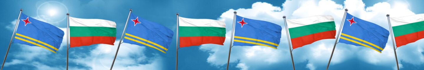 aruba flag with Bulgaria flag, 3D rendering