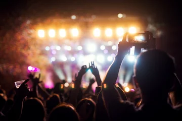 Foto op Plexiglas Crowd at concert recording atmosphere with their smart phones. © dusanpetkovic1