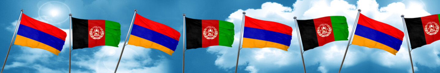 Armenia flag with afghanistan flag, 3D rendering