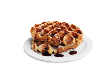 Viennese waffles on a plate for breakfast
