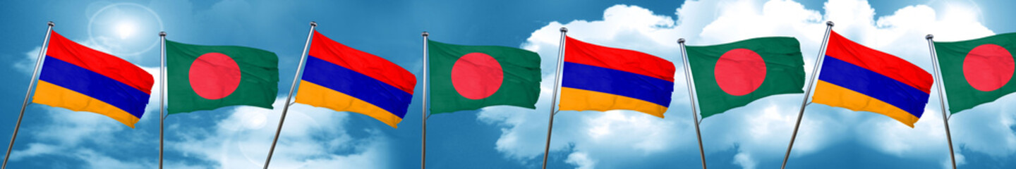 Armenia flag with Bangladesh flag, 3D rendering