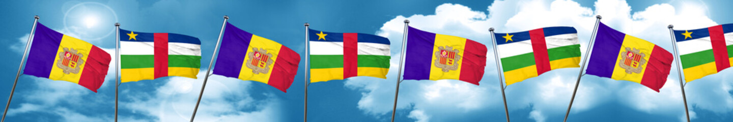 Andorra flag with Central African Republic flag, 3D rendering