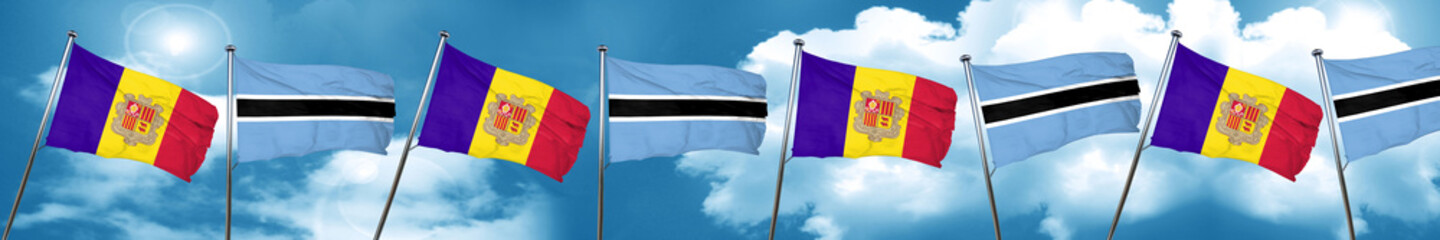 Andorra flag with Botswana flag, 3D rendering
