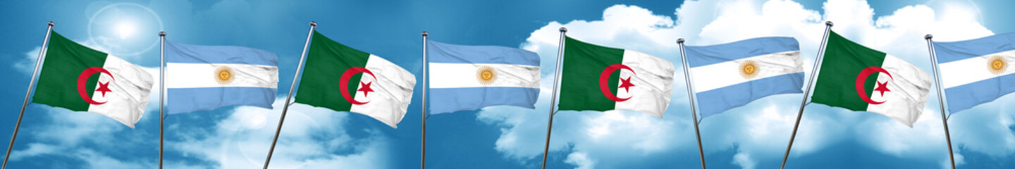 Fototapeta na wymiar algeria flag with Argentine flag, 3D rendering