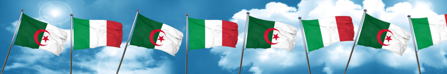 algeria flag with Italy flag, 3D rendering